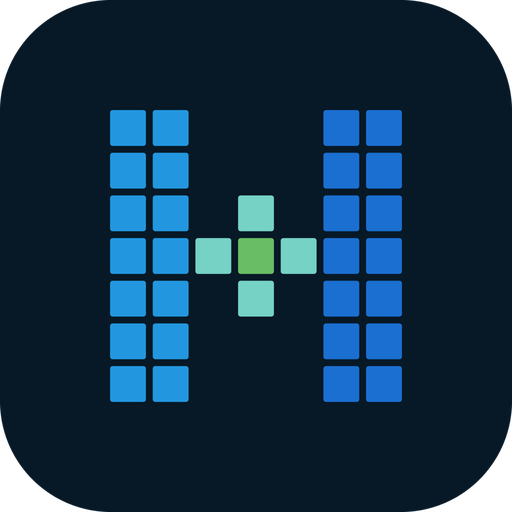 Hover app icon, colour mark on navy