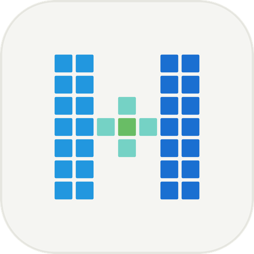 Hover app icon, colour mark on warm paper