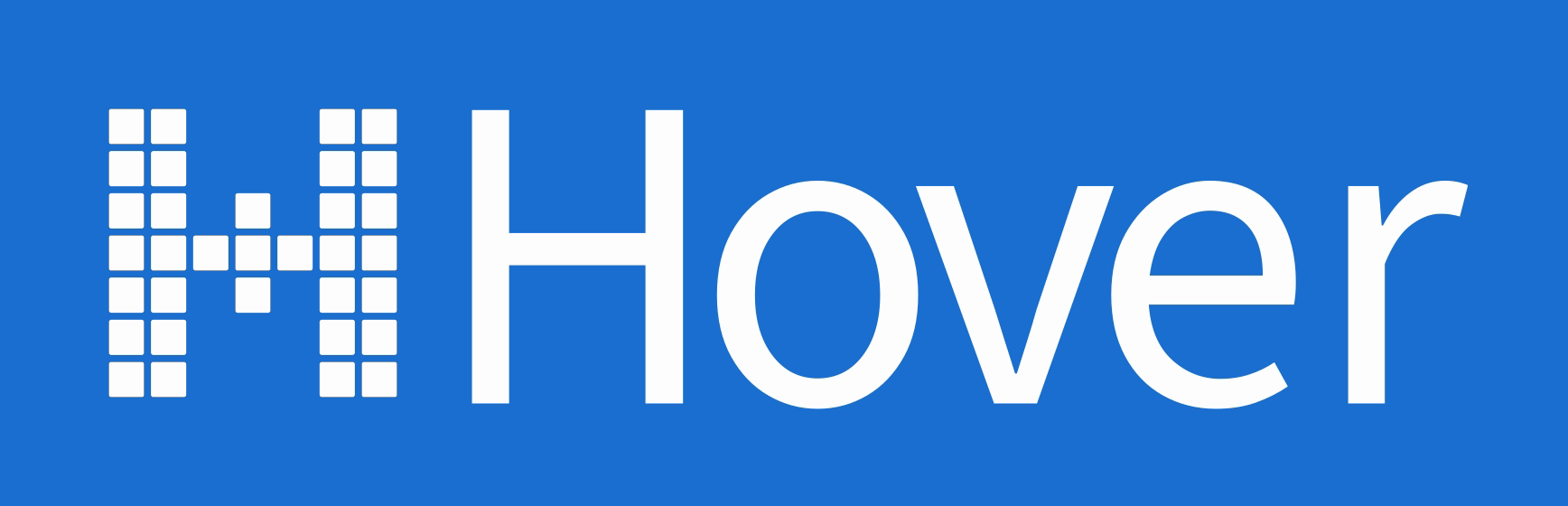 Hover logo, white on blue