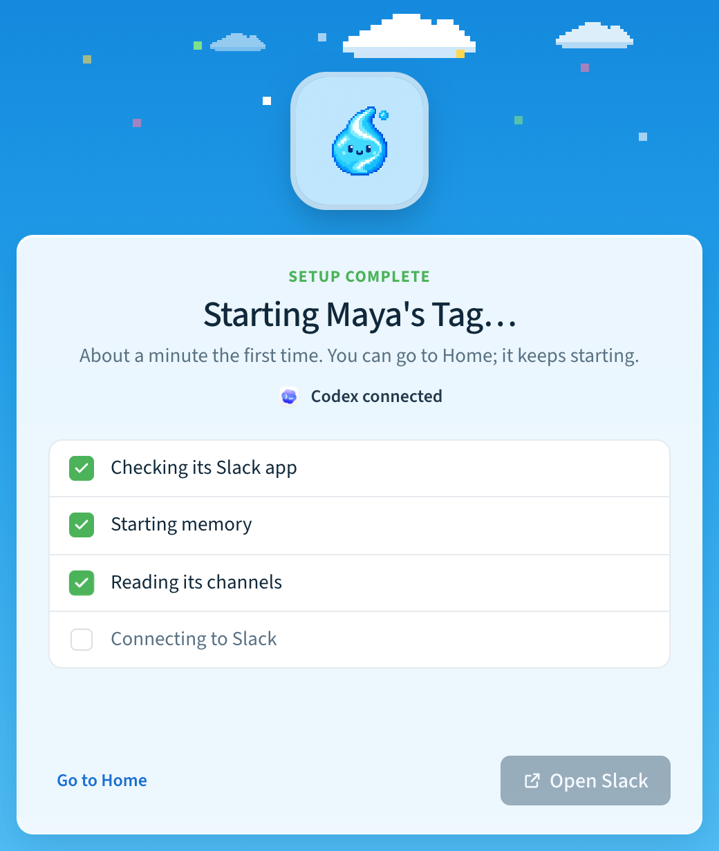 The new Tag starting, with each step and how long the current one has taken